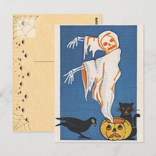 Vintages Halloween-Ghost Postkarte (Vorne/Hinten)