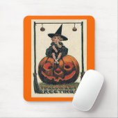 Vintages Halloween Girl auf Jack o'Lantern Mousepad (Mit Mouse)