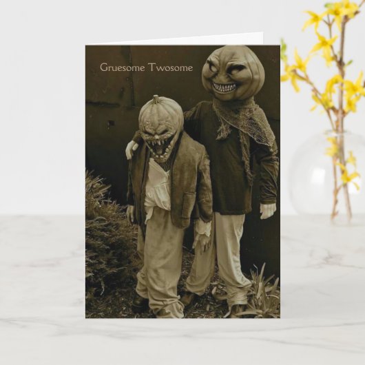 Vintages Halloween - grauenhafter Twosome, Karte (Gelbe Blume)