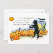 Vintages Halloween-Greeting Black Cat JackoLantern Postkarte (Vorne/Hinten)