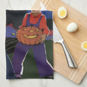 Vintages Halloween, gruselige Hexe mit Junge Küchentuch (Viertel Falte)