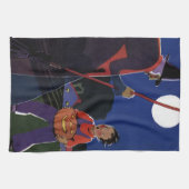 Vintages Halloween, gruselige Hexe mit Junge Küchentuch (Horizontal)