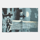 Vintages Halloween, gruseliger Friedhof mit Gräber Handtuch (Horizontal)