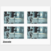 Vintages Halloween, gruseliger Friedhof mit Gräber Rechteckiger Aufkleber (Blatt)