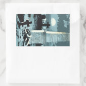 Vintages Halloween, gruseliger Friedhof mit Gräber Rechteckiger Aufkleber (Tasche)