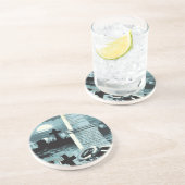 Vintages Halloween, gruseliger Friedhof mit Gräber Sandstein Untersetzer (Seite)