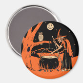 Vintages Halloween - Hexe & Cauldron Magnet (Vorderseite/Rückseite)