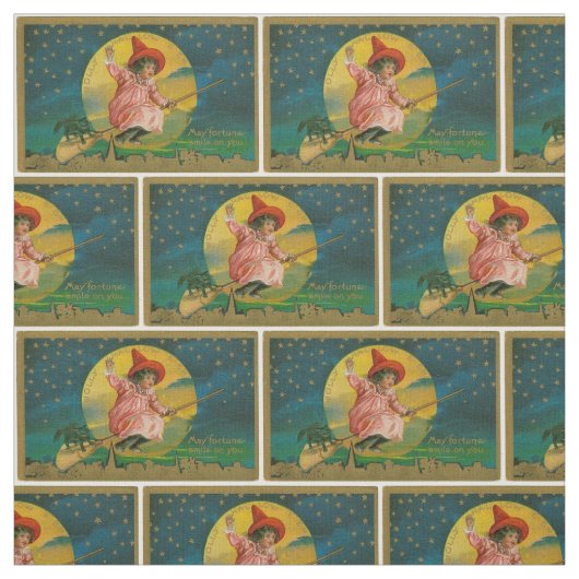 Vintages Halloween-Hexe-Gewebe Stoff (Muster)