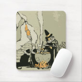 Vintages Halloween, Hexe mit Cauldron und Katzen Mousepad (Mit Mouse)