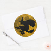 Vintages Halloween - Hexenfliegen über den Vollmon Runder Aufkleber (Umschlag)
