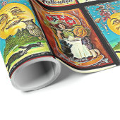 Vintages Halloween Hexenkatze und Kürbiskürz Geschenkpapier (Rolleneckpunkt)