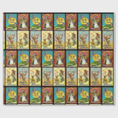 Vintages Halloween Hexenkatze und Kürbiskürz Geschenkpapier (Flach)