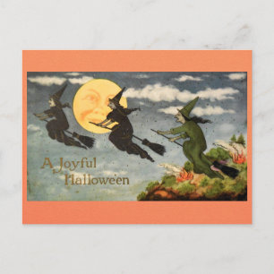 Vintages Halloween Hexenmond Retro Viktorianisch Postkarte