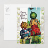 Vintages Halloween Holiday Kürbis Postkarte (Vorne/Hinten)