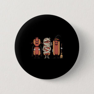Vintages Halloween Hotdog Vampire Hexenmummy Button