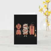 Vintages Halloween Hotdog Vampire Hexenmummy Karte (Gelbe Blume)