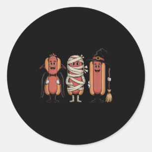 Vintages Halloween Hotdog Vampire Hexenmummy Runder Aufkleber