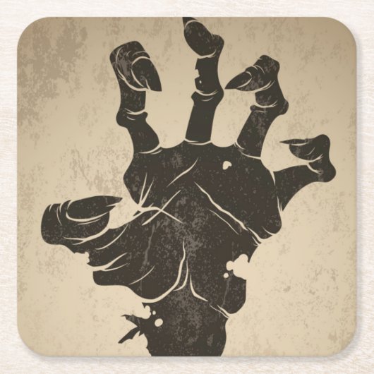 Vintages Halloween Icon - Zombie Hand Rechteckiger Pappuntersetzer (Vorderseite)