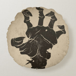 Vintages Halloween Icon - Zombie Hand Rundes Kissen