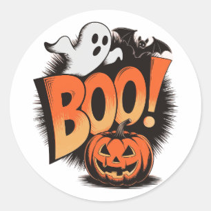 Vintages Halloween -Inspiriert ''BOO''! Runder Aufkleber