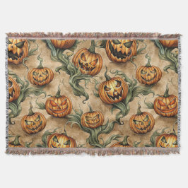 Vintages Halloween-Jack-O-Lantern-Weinmuster Decke