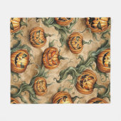 Vintages Halloween-Jack-O-Lantern-Weinmuster Fleecedecke (Vorderseite (Horizontal))