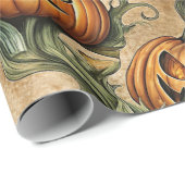 Vintages Halloween-Jack-O-Lantern-Weinmuster Geschenkpapier (Rolleneckpunkt)