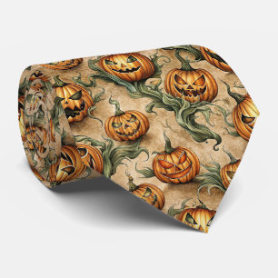 Vintages Halloween-Jack-O-Lantern-Weinmuster Krawatte