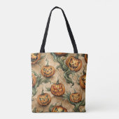 Vintages Halloween-Jack-O-Lantern-Weinmuster Tasche (Rückseite)