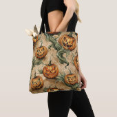 Vintages Halloween-Jack-O-Lantern-Weinmuster Tasche (Von Nahem)