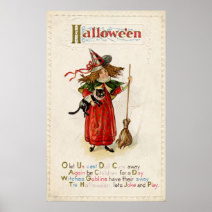 Vintages Halloween-Katzendekor-Party Poster