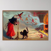Vintages Halloween-Katzendekor Poster (Vorne)
