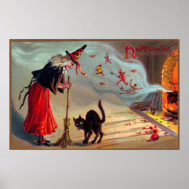 Vintages Halloween-Katzendekor Poster