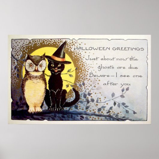 Vintages Halloween-Katzendekor Poster (Vorne)