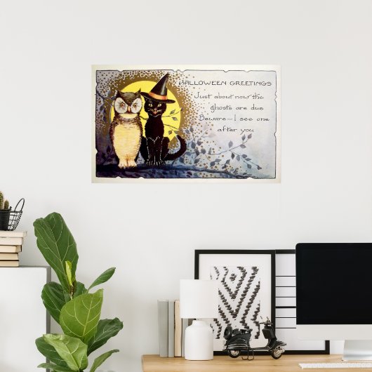 Vintages Halloween-Katzendekor Poster (Heimbüro)