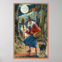 Vintages Halloween-Katzenfledermaus-Party-Poster