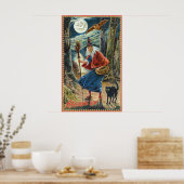 Vintages Halloween-Katzenfledermaus-Party-Poster Poster (Küche)