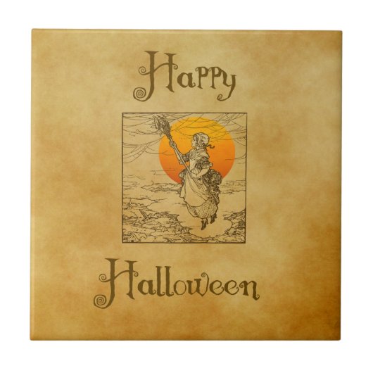 Vintages Halloween Keramik Tile Fliese (Vorderseite)