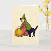 Vintages Halloween-Kind Karte (Gelbe Blume)