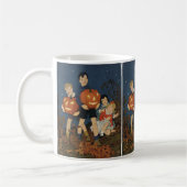 Vintages Halloween, Kinder, die Pumpkins halten Kaffeetasse (Links)