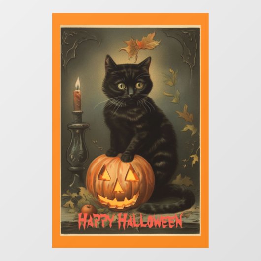 Vintages Halloween-Kittenfenster Fensteraufkleber (Blatt)