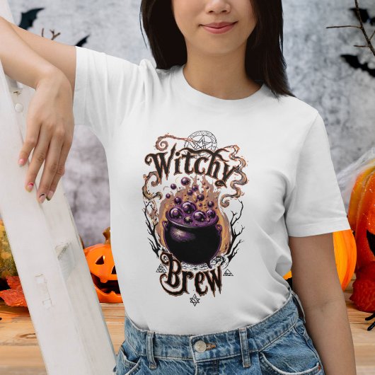 Vintages Halloween-Kostüm Cauldron Hexen Brew T-Shirt