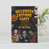 Vintages Halloween-Kostüm-Party, bearbeitbares Hal Einladung (Stehend Vorderseite)