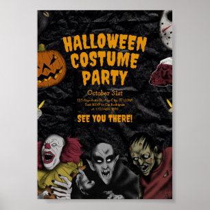 Vintages Halloween-Kostüm-Party, bearbeitbares Hal Poster