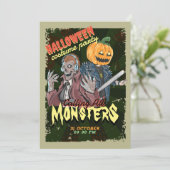 Vintages Halloween-KostümParty Einladung (Stehend Vorderseite)