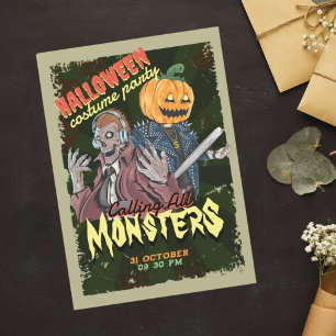 Vintages Halloween-KostümParty Einladung