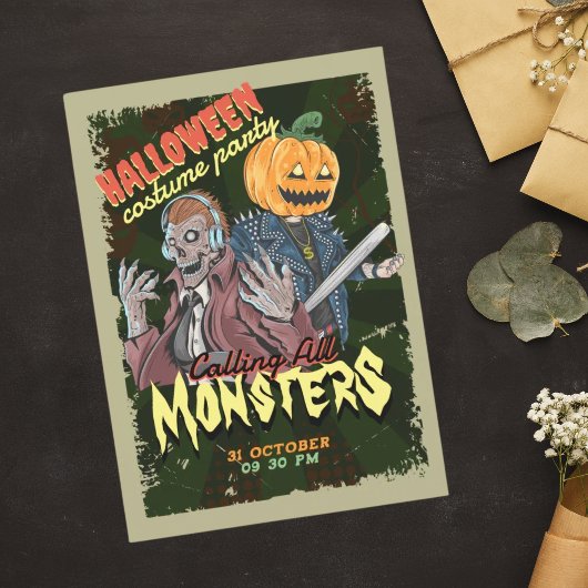 Vintages Halloween-KostümParty Einladung