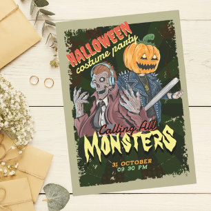 Vintages Halloween-KostümParty Einladung