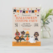 Vintages Halloween-Kostümskandal Party Dark Skin Einladung (Stehend Vorderseite)