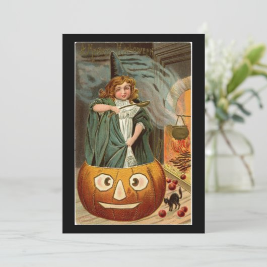 Vintages Halloween-Mädchen in Pumpkin (Stehend Vorderseite)